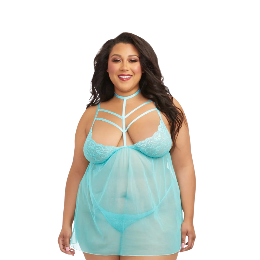 Strappy Babydoll w/ G-String - Blue