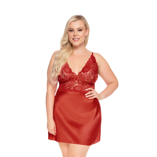 Ruby Satin & Lace Chemise