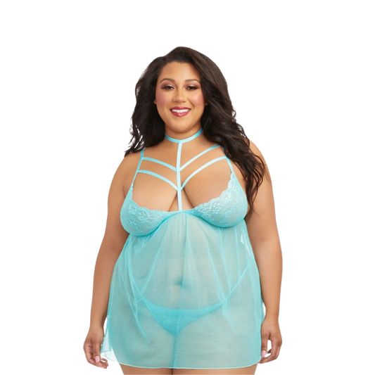 Strappy Babydoll w/ G-String - Blue
